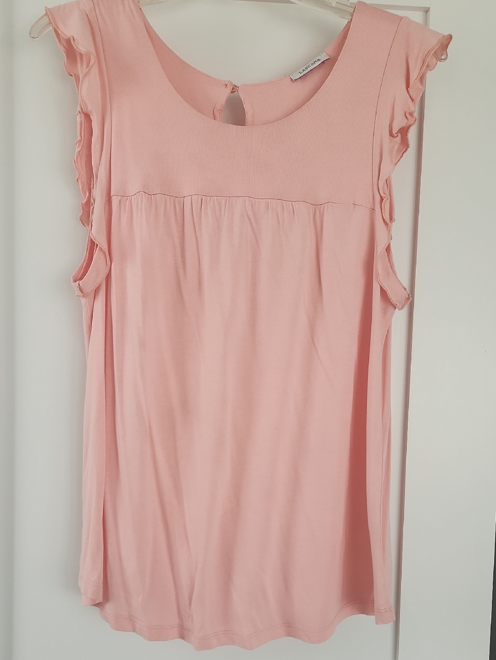 Ladcana Women's Pink Ruffle Sleeve Top Size Medium